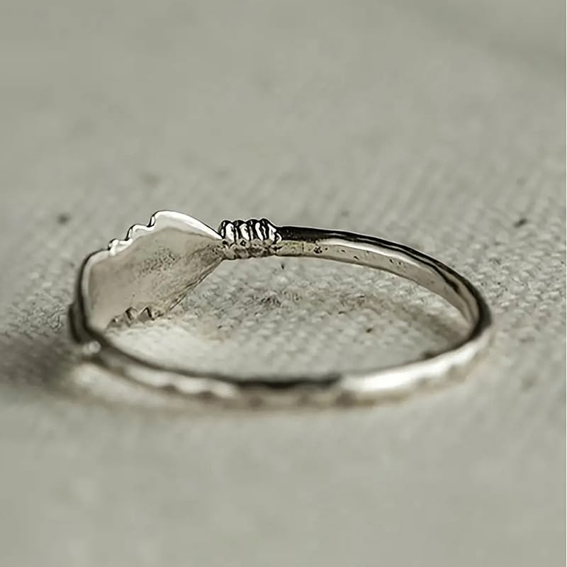 Vintage Oxidized 925 Silver Leaf Braided Twisted Wrap Thumb Ring Feather Leaf Simple Dainty Boho Sterling Silver Midi Ring Sizes 5# - size: 5#