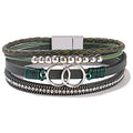 FANCY SHINY Boho Leather Wrap Bracelet Stackable Infinity Chunky Cuff Bracelets Western Hippie Outfits Jewelry Valentine Gifts for Women - color: Olive Green
