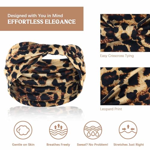 Awumbuk Wide Headbands for Women Knotted No Slip Head Bands Soft Turban Headband Hair Accessories Boho African Solid Color Head Wraps for Women Yoga Workout (Black) - color: Black
