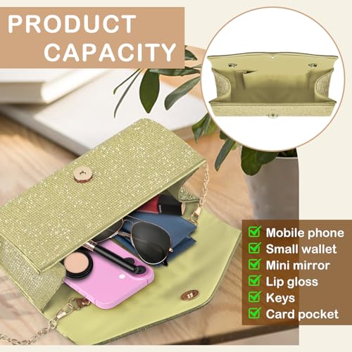 PACETAP Rhinestone Clutch Purses for Women, Sparkly Glitter Evening Bags Handbag Crossbody Bag for 1920s Party Wedding Prom(Light Yellow) - color: Rhinestone Light Yellow