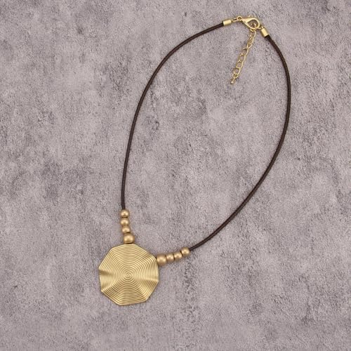 Boho Necklace for Women Adjustable Silicone Rope with Gold Beaded Pendant Chunky Handmade Vintage Jewelry - style: Bead Thread Necklace