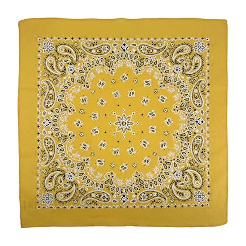 Bandanas for Women and Men，3 Pack Super Soft Thin 60s Preium Cotton 22 inch Handkerchiefs - color: Golden
