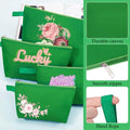 10 Pieces Cotton Canvas Makeup Bag with Bottom and Strap, Multi-Purpose Cosmetic Bag with Zipper Travel Toiletry Pouch, Blank DIY Craft Bag (Green, XS) - color: Green, size: XS