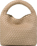 Woven Purses Bag for Women, Vegan Leather Handwoven Bags with Mini Handmade Purse - color: Apricot