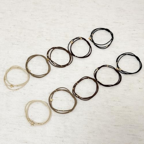 10 Packs Star Hair Ties with Gold Beads – Thin Elastic Ponytail Holders Hair Accessories for Women - color: Star-Basic