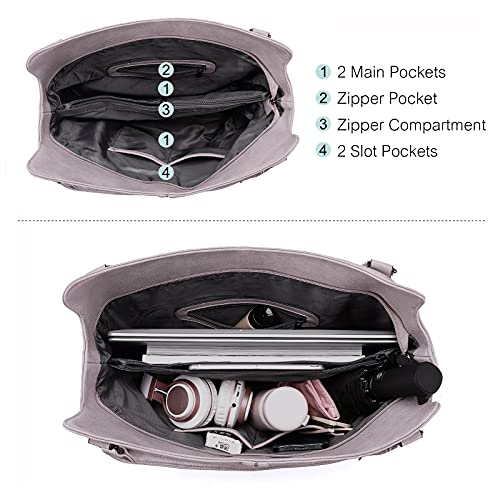 Tote Bag for Women PU Leather Shoulder Bags Fashion Hobo Bags Large Purse and Handbags with Adjustable Shoulder Strap - color: Light Purple
