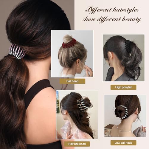 DIQIUREN 6 PCS Expandable Birds Nest Hair Clip Accessories for Women and Girls, 3 PCS Rhinestone Bird Nest Magic Hair Clip for Ponytail Holder and 3 PCS Fixed Velvet Birds Nest Hair Clips for Women - color: Color-Velvet & Rhinestones