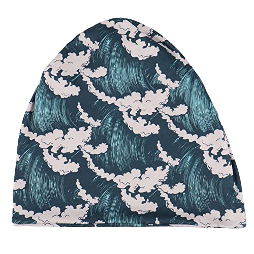 KAKU NANU Women Turban Chemo Beanies Pre Tied Caps Baggy Slouchy Headwear Sleep Scarf - color: Ocean Waves