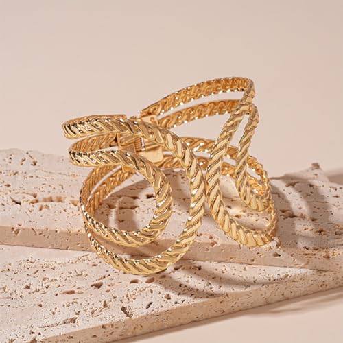 Arm Cuff for Women Gold Upper Arm Bracelet Minimalist Adjustable Cuffs Bangle Punk Dress Jewelry - style: GWrap A