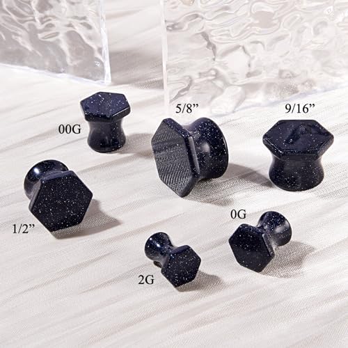 Longbeauty 20/30 Pcs Set Mixed Stone Saddle Double Flared Ear Tunnels Expander Plugs Stretcher 3MM-20MM - style: 6pairs, 5/8"(16mm)