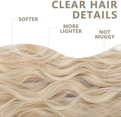 Clip in Long Wavy Synthetic Hair Extension 20 Inch 4PCS Ash Brown Mixed Light Blonde Hairpieces Fiber Thick Double Weft Hair Extension for Women(4pcs, 20Inch, Ash Brown Mixed Light Blonde) - color: Ash Brown Mixed Light Blonde