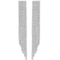 Silver Rhinestone Crystal Bridal Chandelier Long Tassels Dangle Earrings for Wedding - color: A-2