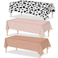 Tatuo Western Party Tablecloth Paisley Table Cover Bandana Plastic Table Cloth Rectangle Floral Tablecloth for Western Cowboy Themed Party 108 X 54 Inch(Dark Brown,Light Brown,Cow Pattern,3 Pack) - color: Dark Brown,light Brown,cow Pattern