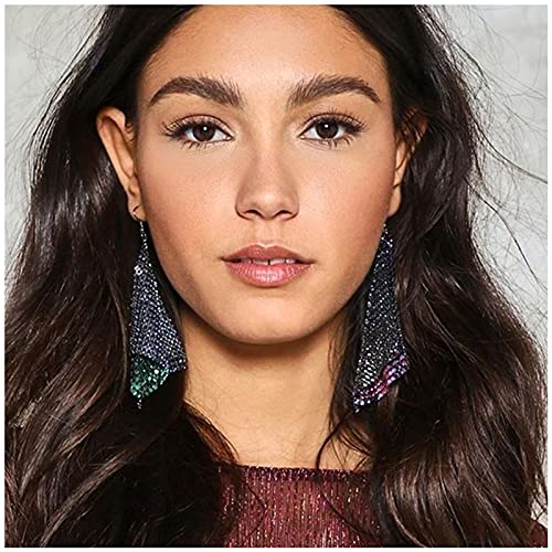 coadipress Metal Mesh Grid Sequins Tassel Long Drop Dangle Earrings for Women Trendy Lightweight Charms Disco Vintage Colorful Long Hook Earrings Bridal Wedding Jewelry - color: Colorful Metal Mesh