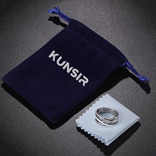 KUNSIR 925 Sterling Silver Rings Classic Cubic Zirconia Eternity Promise Statement Anniversary Wedding Bands Engagement Rings for Women Infinity Forever Love Ring Size 7-9 - style: Bright Polished Line Ring
