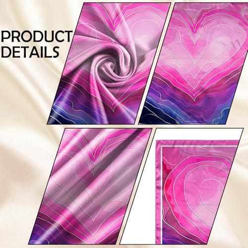 Scarf Silk Feeling Square Satin Head Hair Scarf Wrap 27.5 Inches Headwear Aesthetic Cute Decoration Women Girls - color: V-23-pink