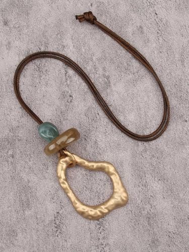 Jeilwiy Leather Necklace for Women Funky Necklace Choker String Cord Necklace with Pendant Boho Style Jewelry - style: Irregular Pendant Necklaces