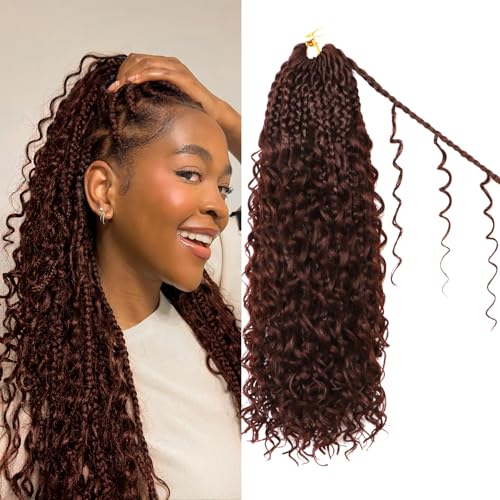 Goddess Boho Box Braids Crochet Hair-8 Packs 14 Inch Crochet Box Braids for Black Women Pre Looped (#4, 14 Inch (Pack of 8)) - color: #4, size: 14 Inch (Pack of 8)