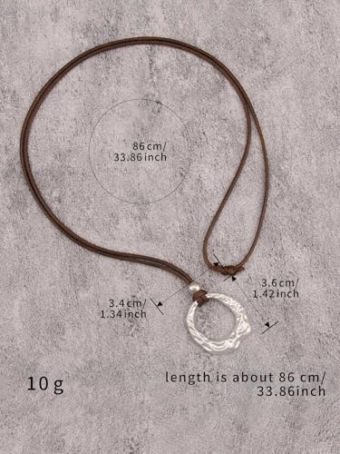 Jeilwiy Leather Necklace for Women Funky Necklace Choker String Cord Necklace with Pendant Boho Style Jewelry - style: Silver Circle Pendant Necklace