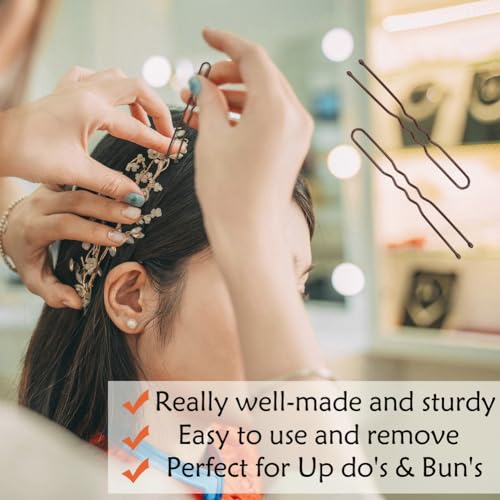 330 Count U Shaped Hair Pins Brown, YINGFENG 2.4inch Brown Bun Pins Bun Hair Pins for Women Girls with Storage Box, Hair Accessories for All Women Hair Types - color: Brown(2.4Inch)