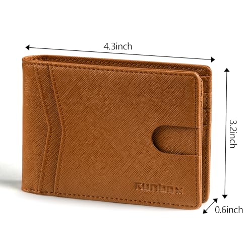 RUNBOX Wallet for Men -Slim Rfid Leather Mens Bifold Novelty Wallets 2 ID Window With Gift Box Men's Accessories | Slim - color: A Brown