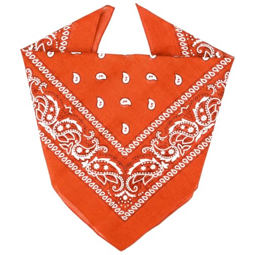 ZENO 100% Cotton & Natural Fibers Bandana Scarf - Soft, Durable, Machine Washable – Unisex for Men & Women - color: Orange Single