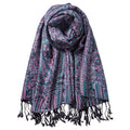 AUSEKALY Pashmina Feel Shawls Wraps for Women Rave Scarf Soft Silky Reversible Men Scarves - color: Black Pink Blue