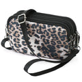 Small Wristlet Wallet for Women, 3-Zip Crossbody Phone Purse - color: Whitemesh-d-leopard/Polyester
