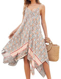 Chigant Women's 2026 Summer Dress Casual Boho Sundress Spaghetti Strap Swimwear Cover Up Beach Flowy Midi Vacation Dresses - color: Mixed Bohemia, size: Small
