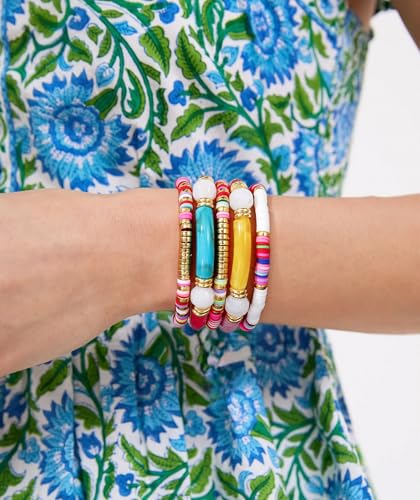 Elegance 11 designs colorful bracelets for women Surfer Thick Tube Heishi Summer Beach Beaded Stackable Boho Stretch Bracelets - color: Colorfully