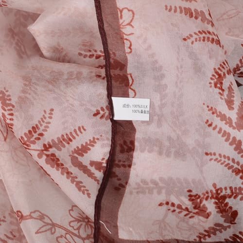 100% Mulberry Silk Women's Neck Silk Scarf-Lightweight Shawl,FLoral Print Beach Silk Wrap-Scarves for Photography - color: Burgundy Leaves