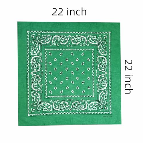 Vamqor 100% Cotton 10 Pack Fine Bandanas - color: Green