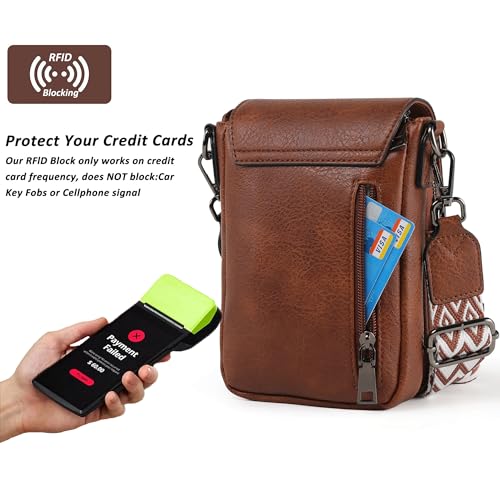 TANTOMI Small Crossbody Bags for Women Trendy, Cell Phone Purses Wallet with 4 Card Slots, Small Purses with Adjustable Strap - color: 02-brown