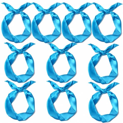 10 Pcs Long Thin Small Skinny Scarf Satin Neck Tie Ribbon Choker for Women Girls - color: Peacock Blue