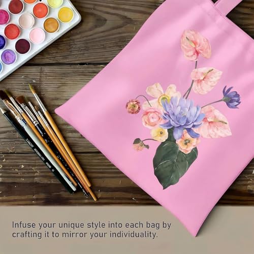1 Pack Available Premium Canvas Reusable Tote Gift Bags,Made of Natural Canvas with Handle,Work,DIY,Shopping(Pink) - color: C4-pink 1 Pack