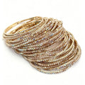 10 Pieces Women's Tennis Bracelet Set 2mm Extra-fine Delicate Rhinestones Adjustable Stackable Stretch Bracelet Wedding Party Jewelry Gifts - color: G-Coffee+Peach