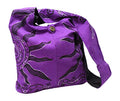Mandala Crafts Hippie Bag, Large Boho Hobo Purse for Women, Crossbody Shoulder Sling Bags for Indie Style Bohemian Accessory - style: Purple Sun
