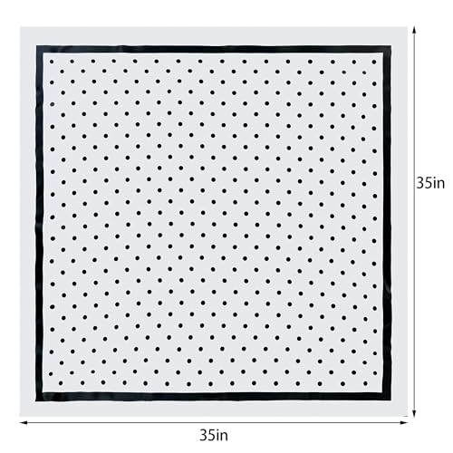 Pistha Head Scarf Bandana for Women, Satin Scarf for Hair, Large Square Silk Bandana Headscarf for Women and Men 35 Inch - style: Dot-white