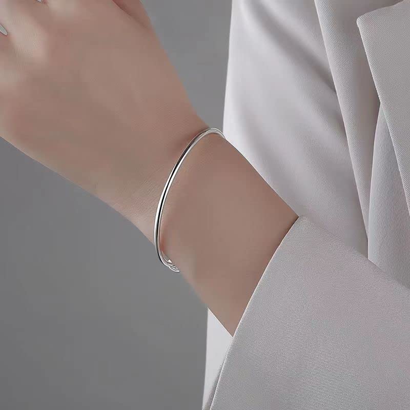 Sterling Silver Bangle Bracelets for Women,Fashion Jewelry Simple Adjustable 925 Silver Cuff Bangles for Women Mom Wife Valentine Mothers Day Gift - color: style-3