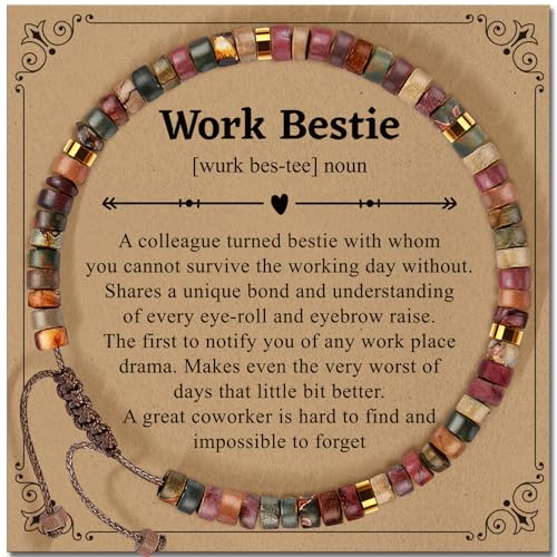 Inspirational Gifts Bracelets for Women: Mothers Day Birthday Gifts for Mom Women Friends Sister - Healing Natural Stone Beads Bracelets Thinking of you Get Well Soon Gift for Women - color: A-M JASPER STONE-WOKR-BESTIE