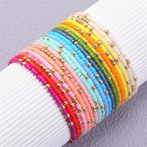 Fuqimanman2020 18Pcs Boho Stackable Beaded Bracelets for Women Colorful Handmade Multilayered Rice Beads Anklets Set Summer Beach Bohemian Jewelry Gift - color: Style 2 Multicolor