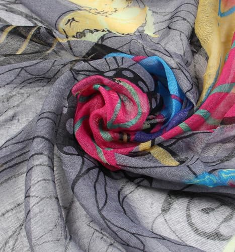Scarfand's Romantic Rose Prints & Floral Patterns Lightweight Infinity Fashion Scarves Wraps - color: Butterfly Black