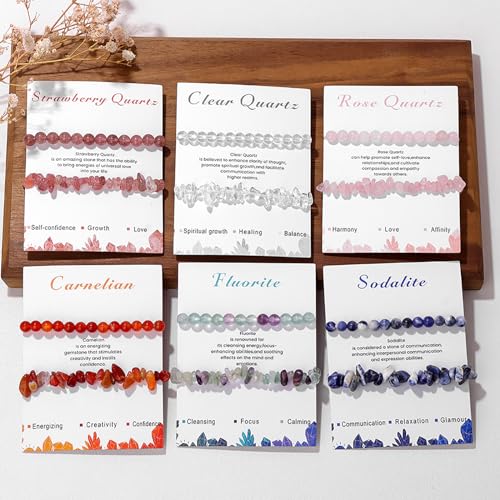 Healing Crystal Bracelets for Women 2 PCS 6mm Natural Stone Bracelet Stretch Crystal Beaded Bracelets Handmade Gemstone Bracelet Jewelry Gifts Christmas Gifts for Women Girls - style: rose quartz