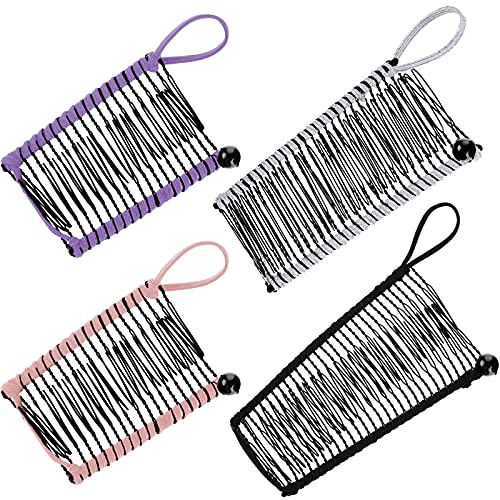 WILLBOND 4 Pcs Banana Hair Clips for Women, Vintage Clincher Stretchy Banana Grip Clips Comb for Curly, Thick, Thin, Wavy Hair, Ponytail Holder for Wedding, Daily Use(Pink, Purple, Black, Silver) - color: Pink, Purple, Black, Silver
