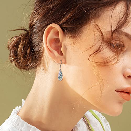 TIGER RIDER Abalone Shell 925 Sterling Silver Dangle Earrings Lightweight Filigree Dangle Drop Earrings for Women - style: Abalnoe