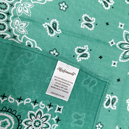 Bandanas Gift Set 12 Pack Soft Thin Handfeel Cotton Bandanna Scarf for men - color: Emerald Green