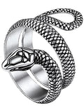 Stainless Steel/18K Gold Plated/Black Snake Ring for Men Women Size 7-12 Serpent Reptile Rings Punk Gothic Jewelry(with Gift Box) - color: 01-Steel