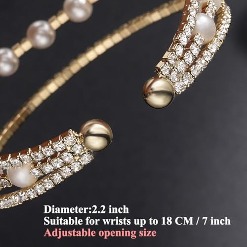 Suyi Rhinestone Bracelet Multilayer Gold Cuff Bracelet for Women Crystal Braidal Bracelets - color: Gold 7