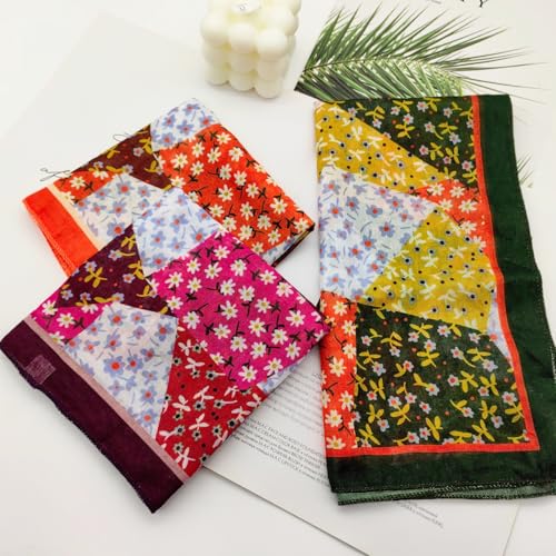 Cotton Like Bandana in Bulk, Head Scarf, Headband, Head wrap, Hair Neck Scarf for Women 22 x 22 inch - color: Bib03 Patchy Flower 3pcs