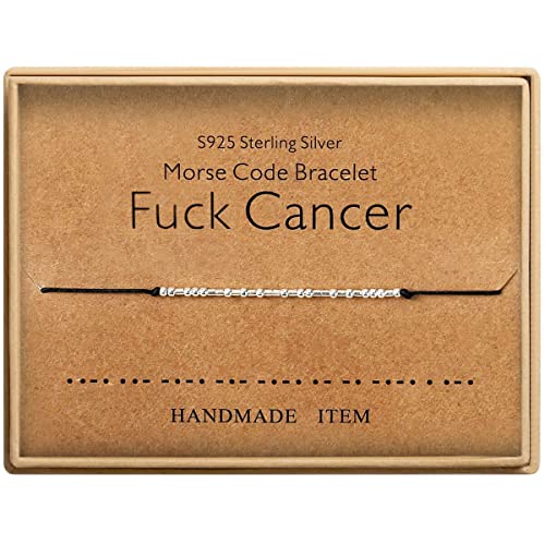 KGBNCIE Inspirational Gifts for Women, Morse Code Funny Gifts Bracelets for Women, S925 Sterling Silver Morse Code Bracelets Friend Gifts - style: 3-Fvck cancer